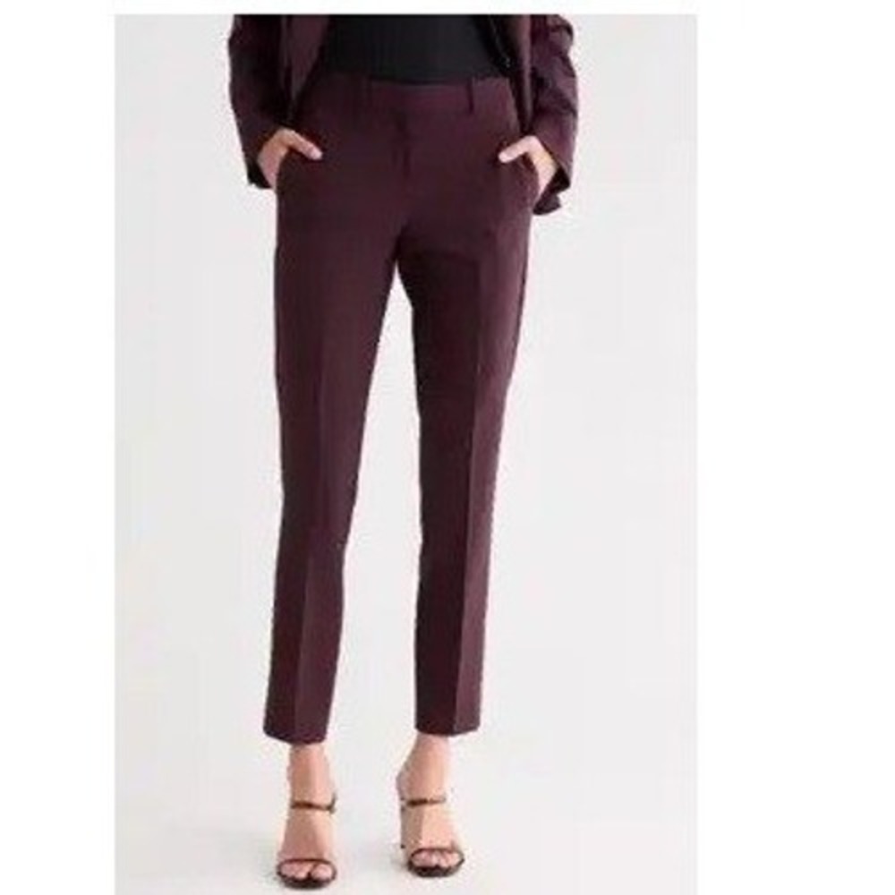 Theory Treeca FL Traceable Wool Ankle Pants Burgundy Size 10 J0701214
